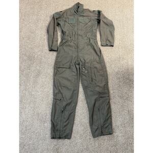Vintage U.S. Military Coveralls Mens 38R Green CWU-27/P Flyers Flight Suit